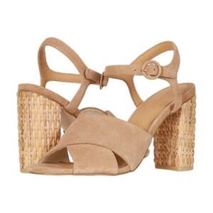 Soludos Suede Woven Heeled Sandals Desert Tan 7.5